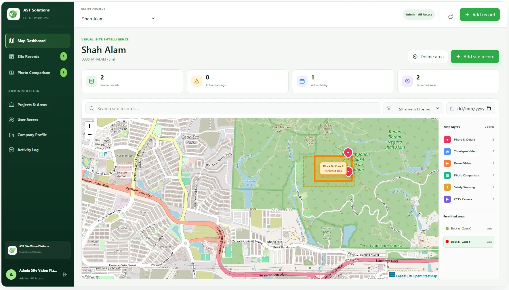 AST Site Vision interactive project map